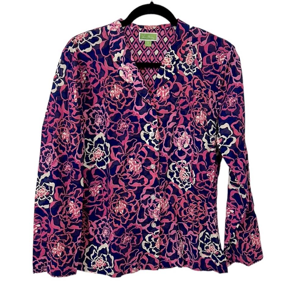 Vera Bradley 100% Cotton Floral Long Sleeve Button down Top Small